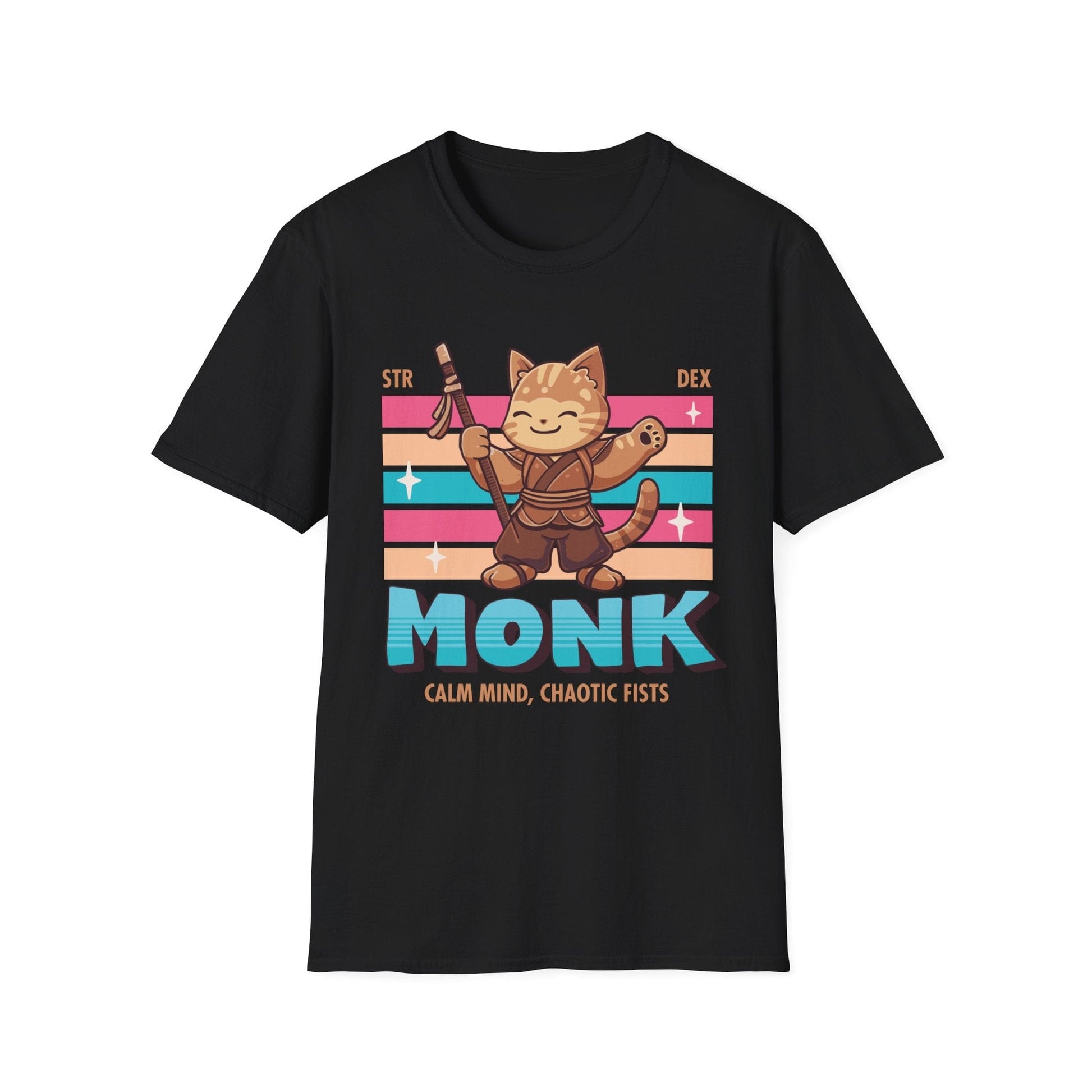 Printify T-Shirt Black / S DnD Monk Shirt - D&D Kawaii Class T-shirt