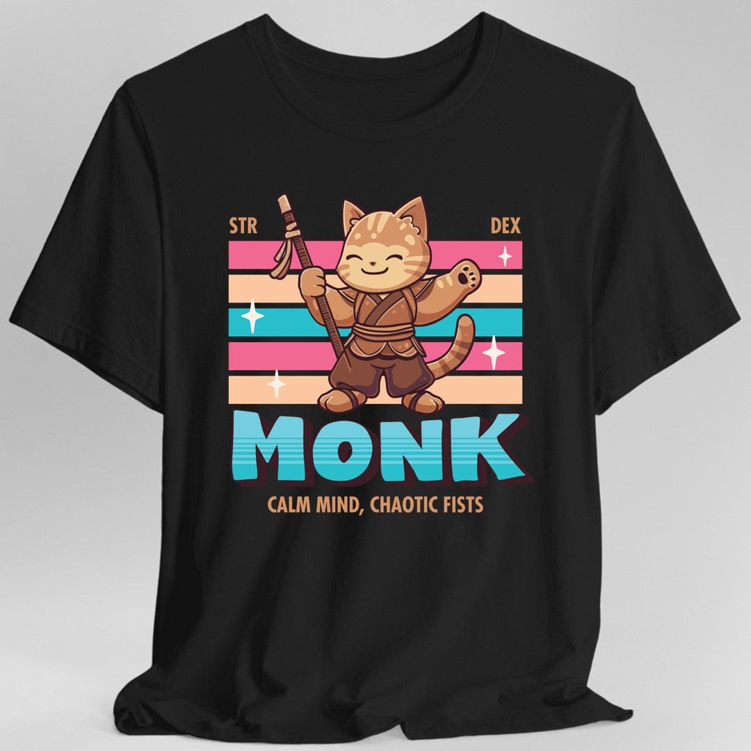Printify T-Shirt Black / S DnD Monk Shirt - D&D Kawaii Class T-shirt