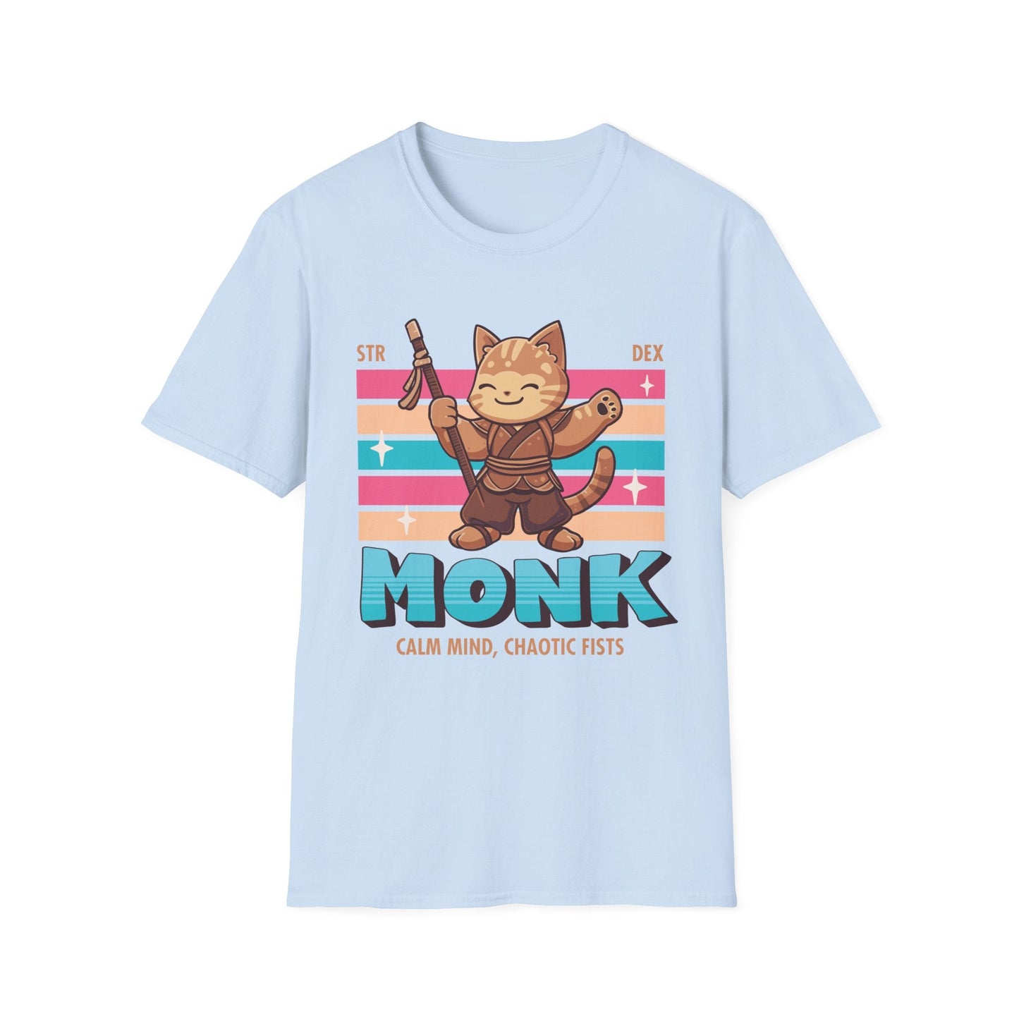 Printify T-Shirt Light Blue / S DnD Monk Shirt - D&D Kawaii Class T-shirt