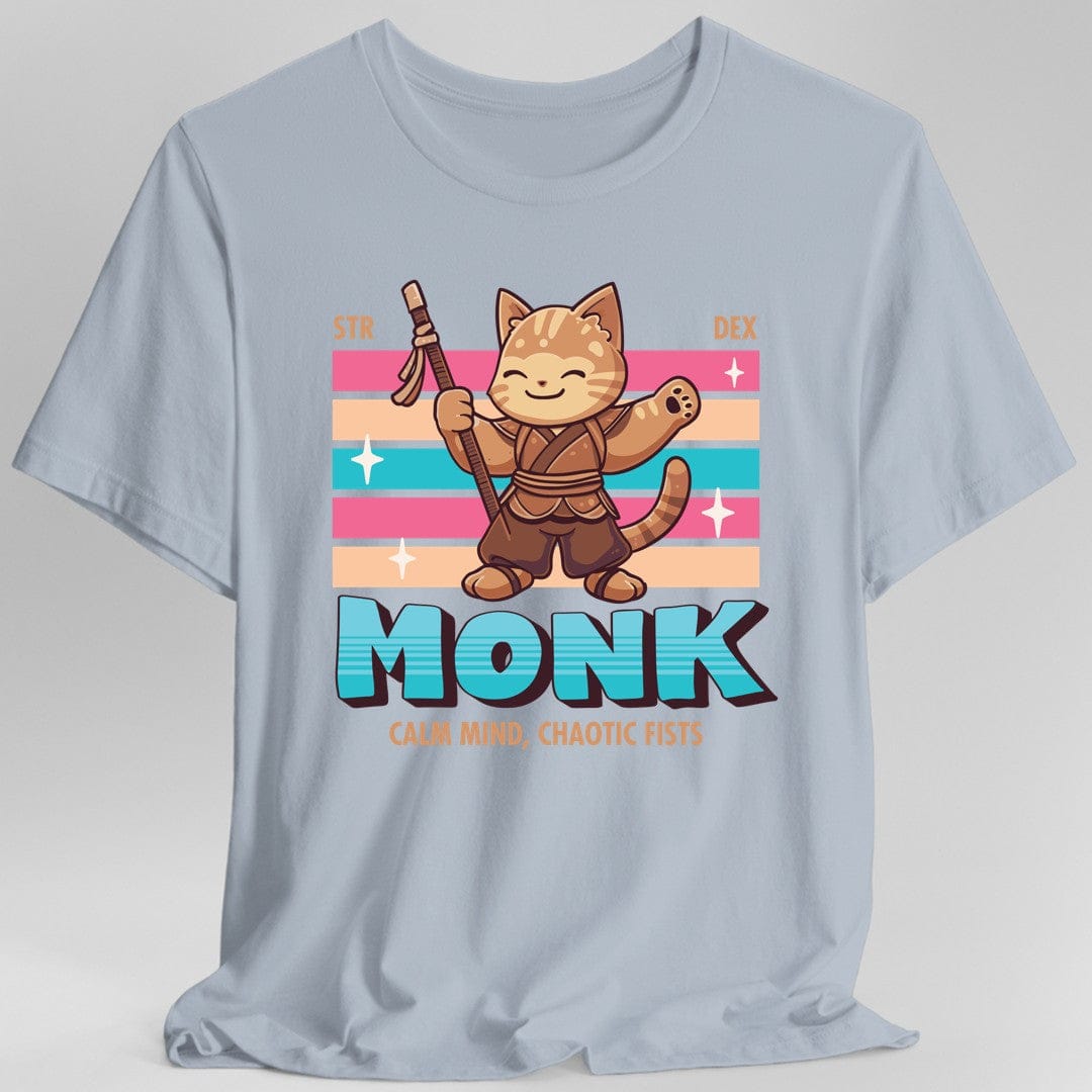 Printify T-Shirt Light Blue / S DnD Monk Shirt - D&D Kawaii Class T-shirt