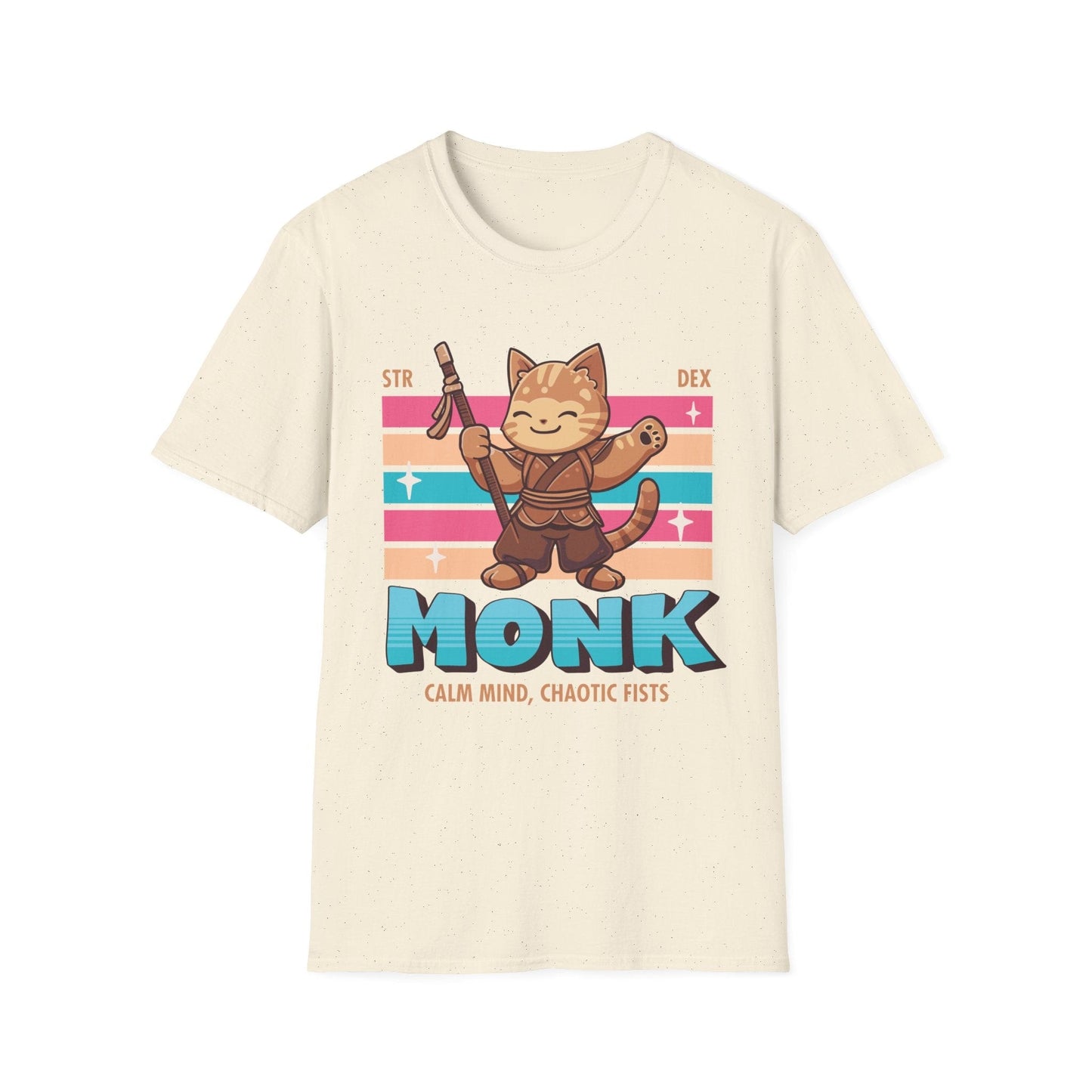 Printify T-Shirt Natural / S DnD Monk Shirt - D&D Kawaii Class T-shirt
