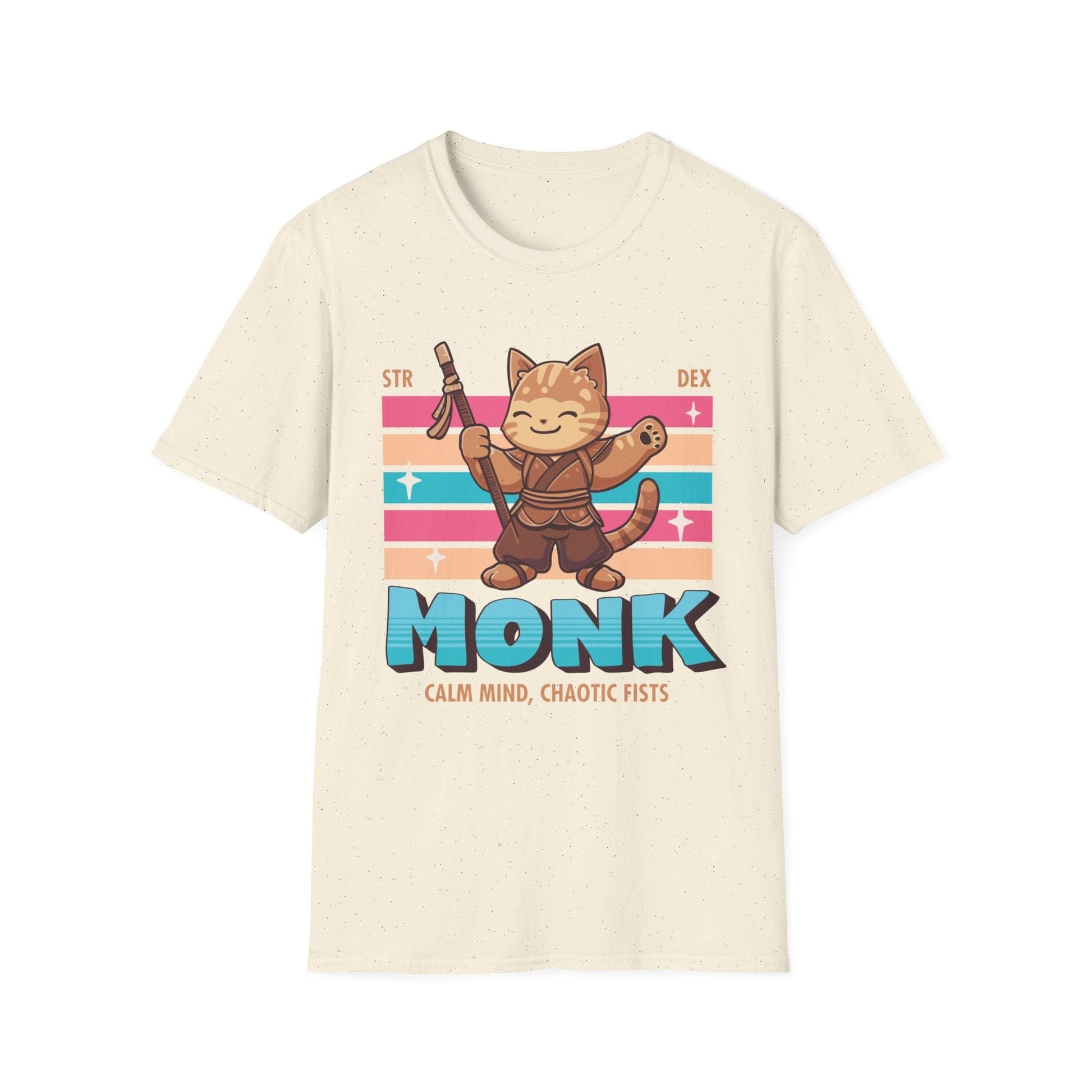 Printify T-Shirt Natural / S DnD Monk Shirt - D&D Kawaii Class T-shirt