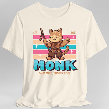 Printify T-Shirt Natural / S DnD Monk Shirt - D&D Kawaii Class T-shirt