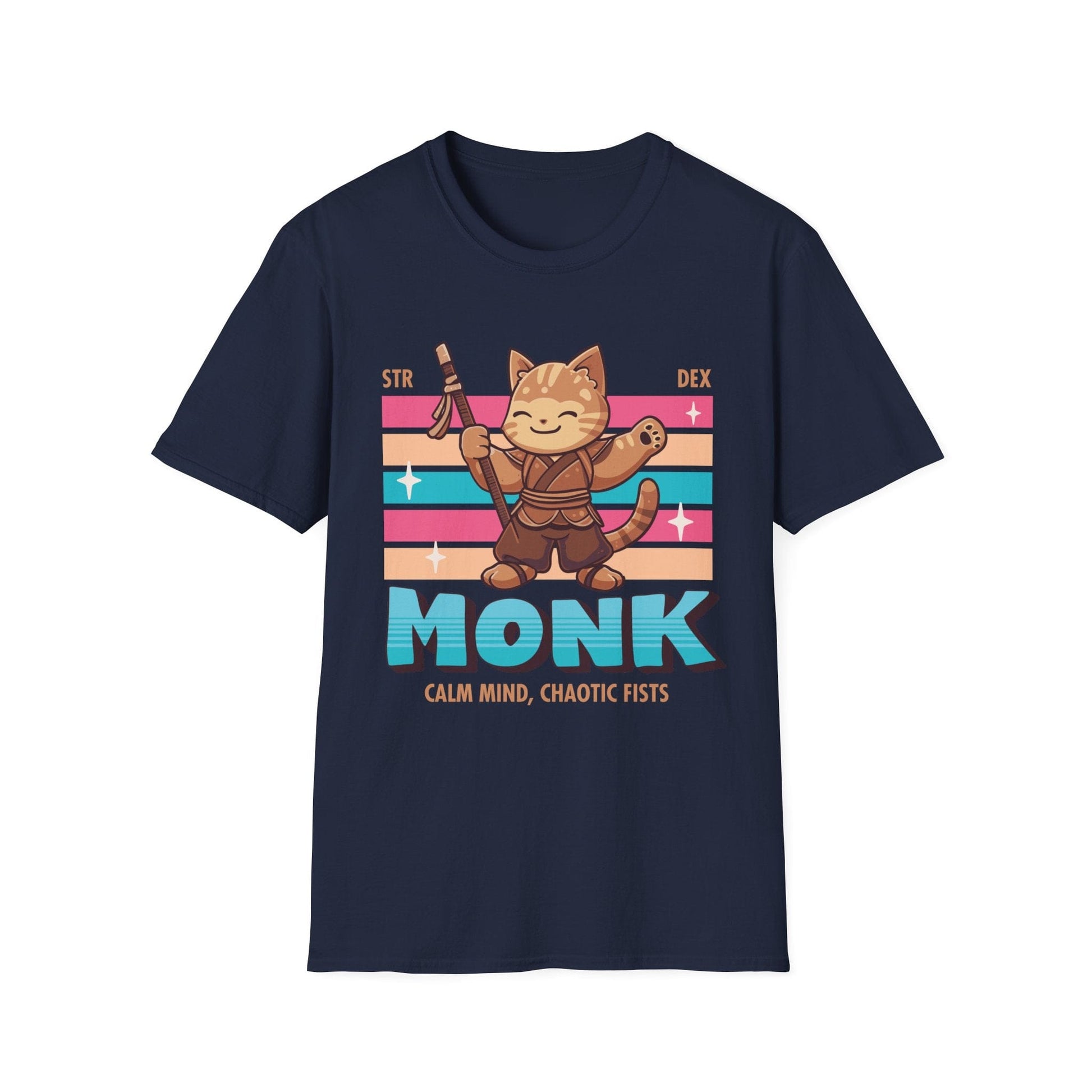 Printify T-Shirt Navy / S DnD Monk Shirt - D&D Kawaii Class T-shirt