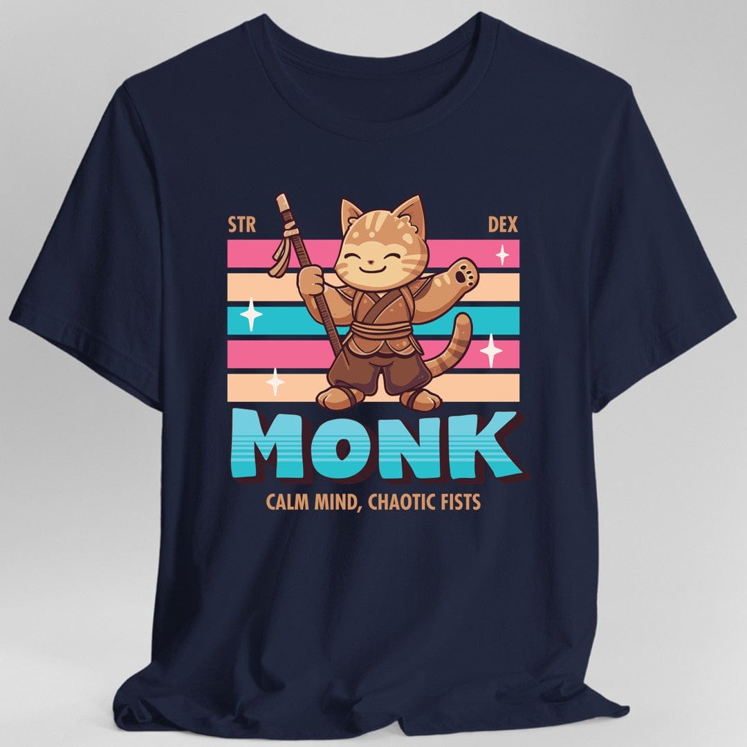Printify T-Shirt Navy / S DnD Monk Shirt - D&D Kawaii Class T-shirt