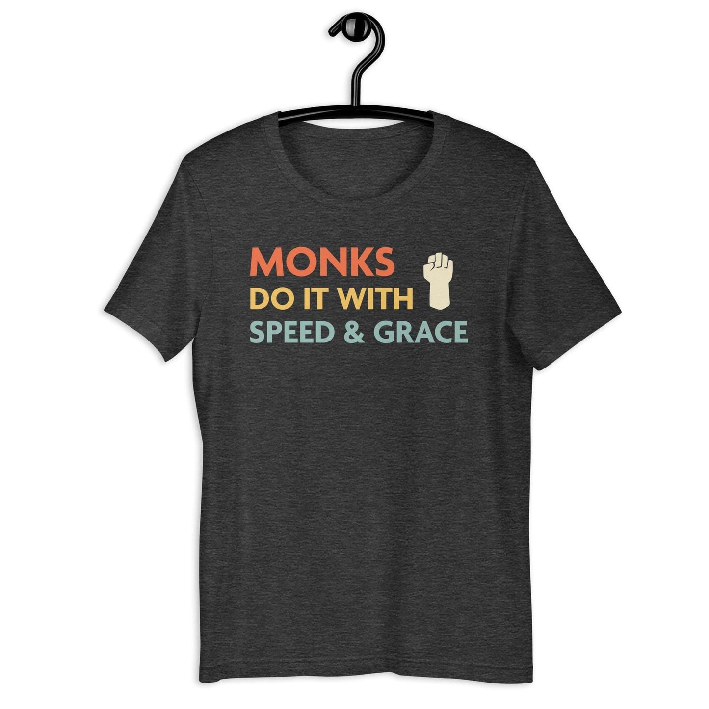 Printify T-Shirt Dark Grey Heather / S DnD Monks Do It With Speed & Grace Shirt