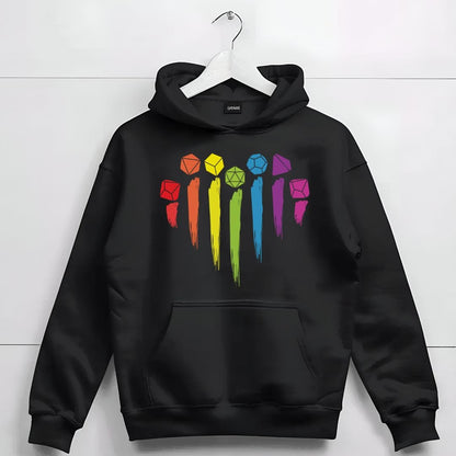 Printify Hoodie DnD Pride Hoodie with Dice Rainbow
