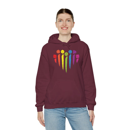 Printify Hoodie DnD Pride Hoodie with Dice Rainbow
