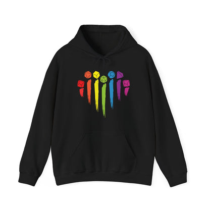 Printify Hoodie Black / S DnD Pride Hoodie with Dice Rainbow