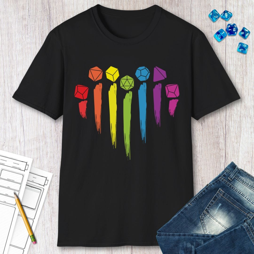 Printify T-Shirt DnD Pride Shirt with Dice Rainbow
