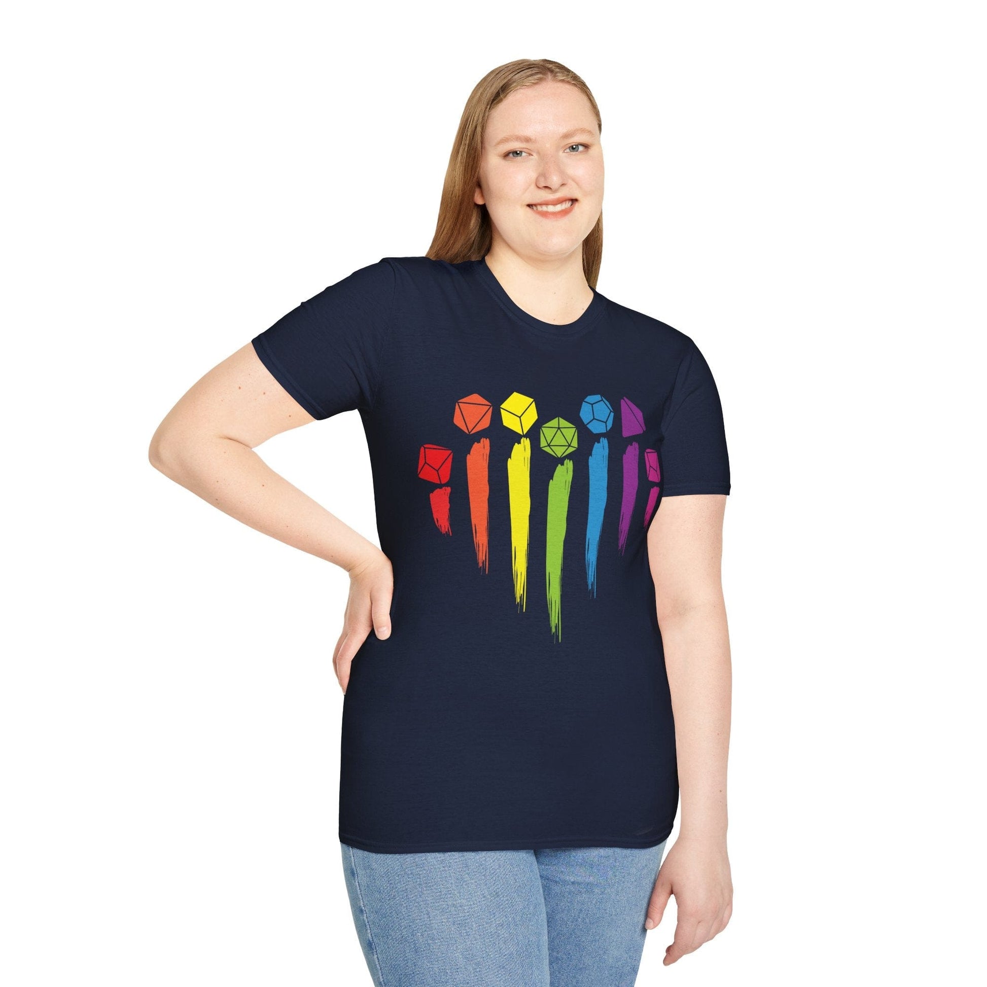 Printify T-Shirt DnD Pride Shirt with Dice Rainbow