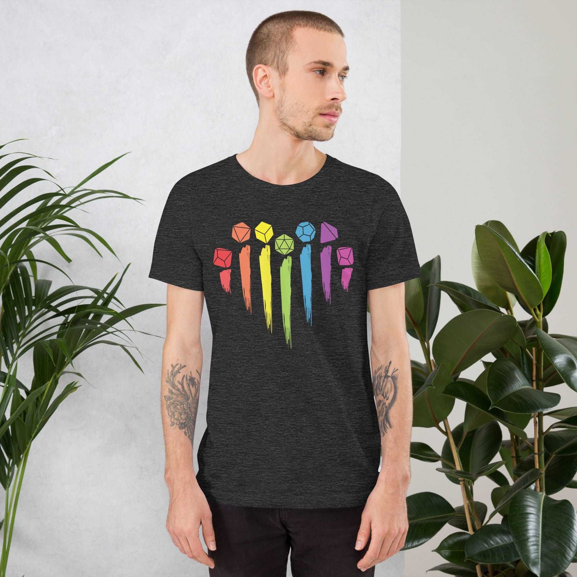 Printify T-Shirt DnD Pride Shirt with Dice Rainbow