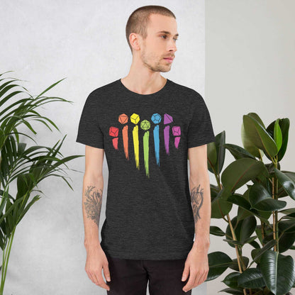 Printify T-Shirt DnD Pride Shirt with Dice Rainbow