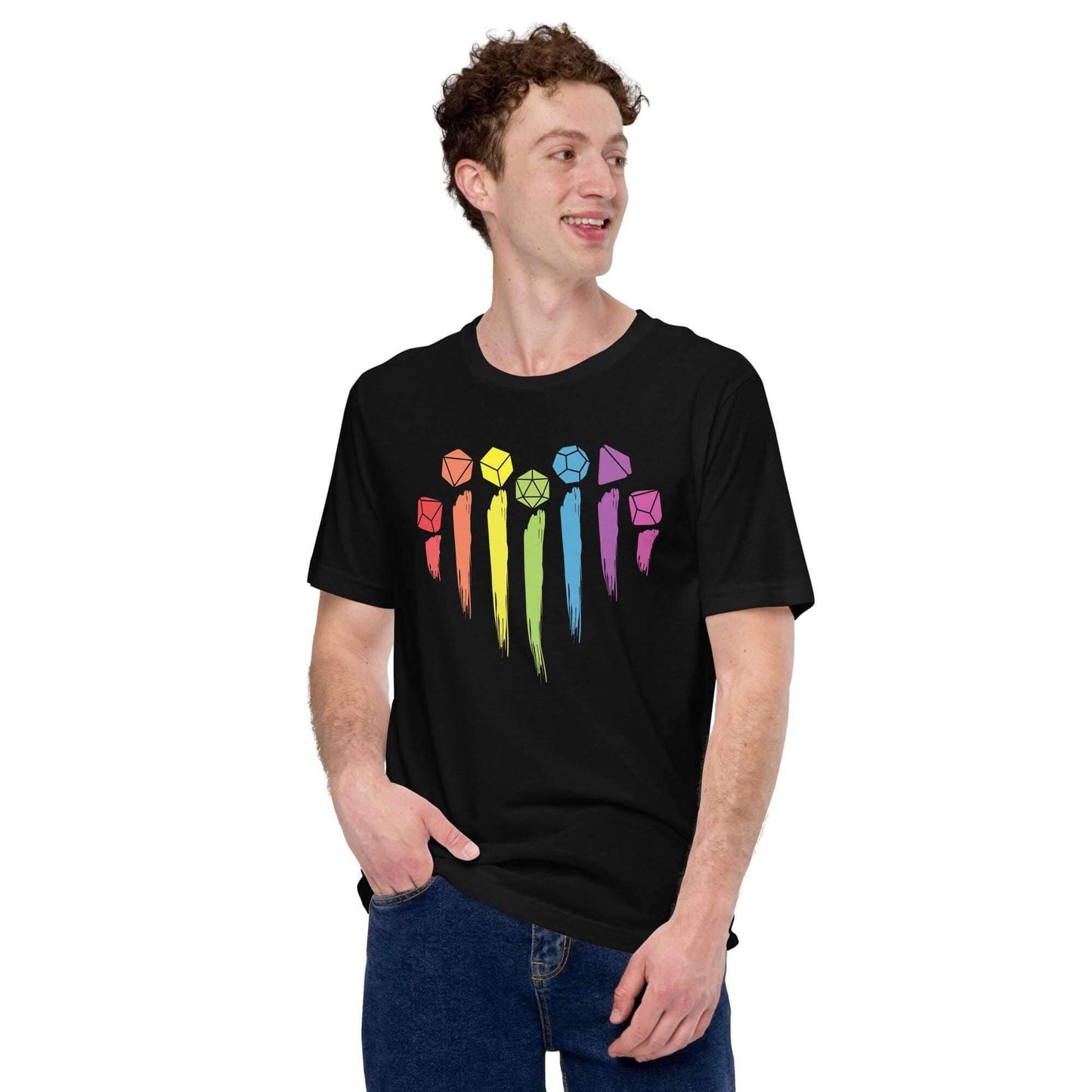 Printify T-Shirt DnD Pride Shirt with Dice Rainbow