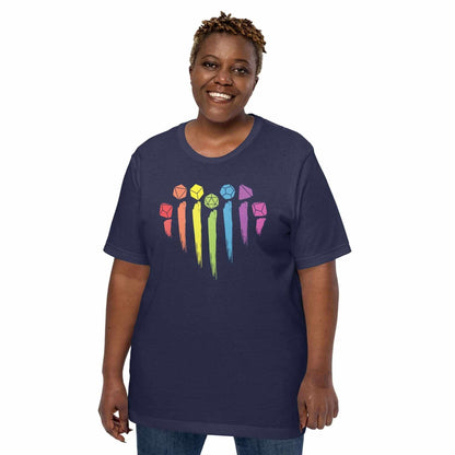 Printify T-Shirt DnD Pride Shirt with Dice Rainbow