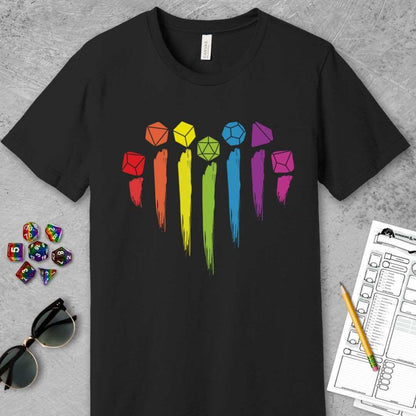 Printify T-Shirt DnD Pride Shirt with Dice Rainbow