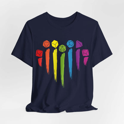 Printify T-Shirt Navy / S DnD Pride Shirt with Dice Rainbow