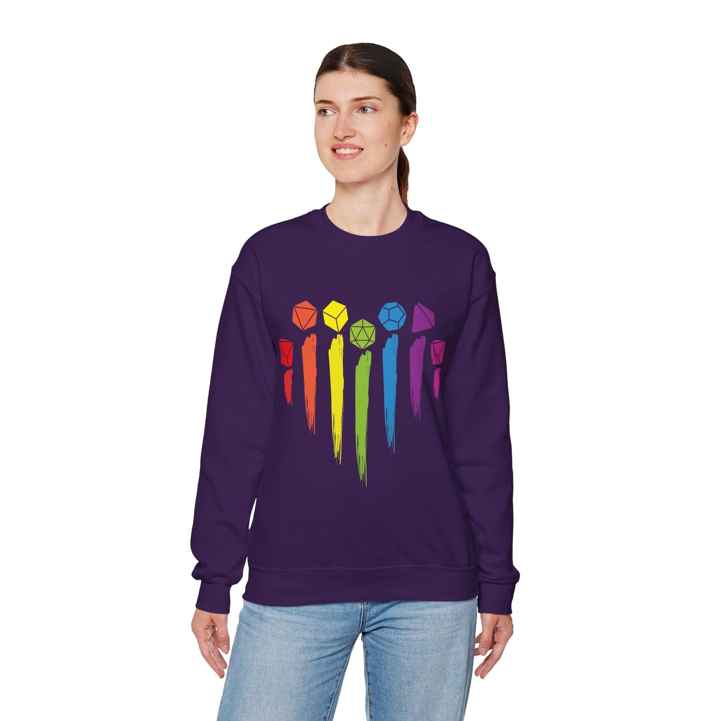 Printify Sweatshirt DnD Pride Sweashirt with Dice Rainbow