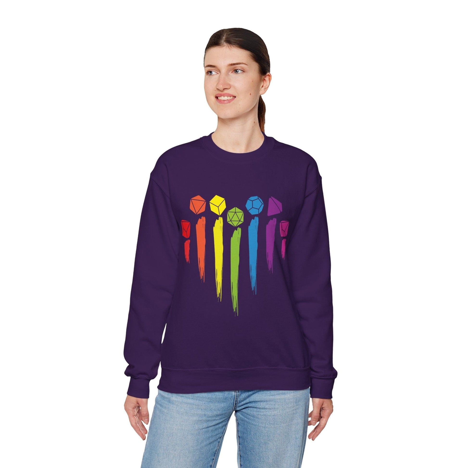 Printify Sweatshirt DnD Pride Sweashirt with Dice Rainbow