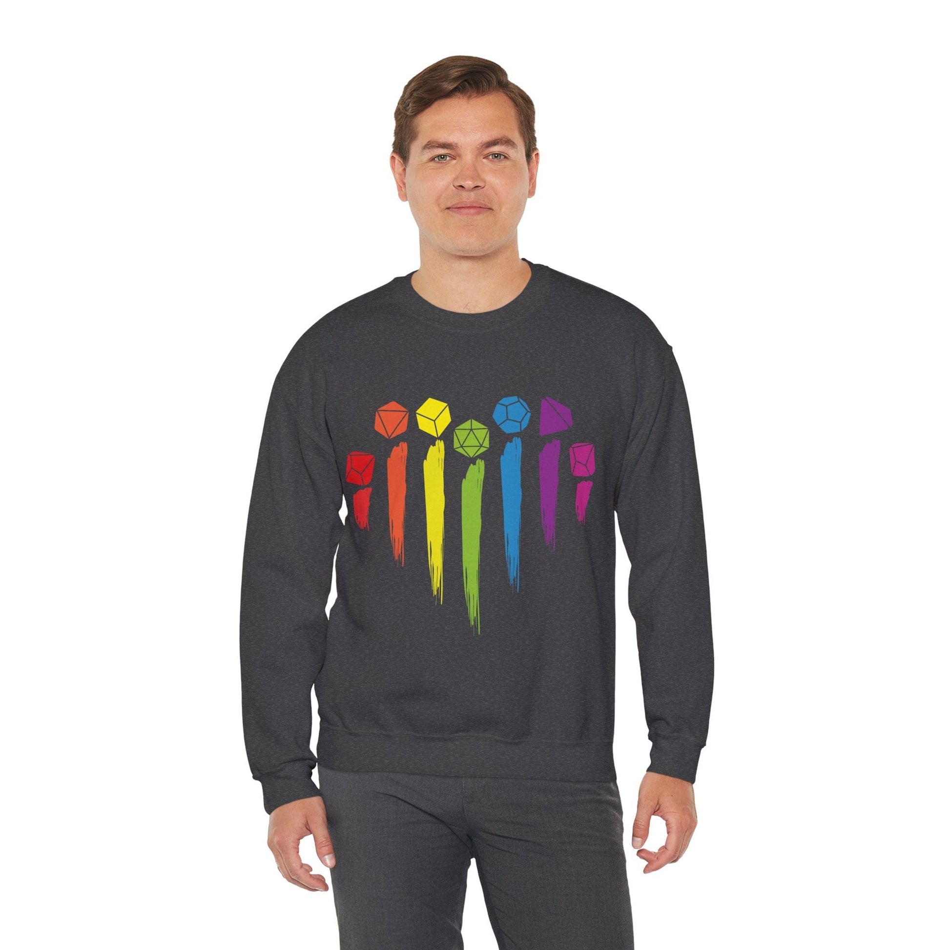 Printify Sweatshirt DnD Pride Sweashirt with Dice Rainbow