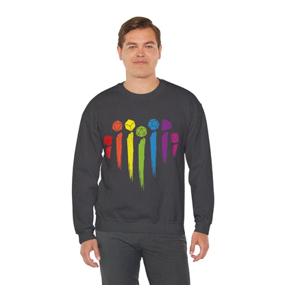 Printify Sweatshirt DnD Pride Sweashirt with Dice Rainbow