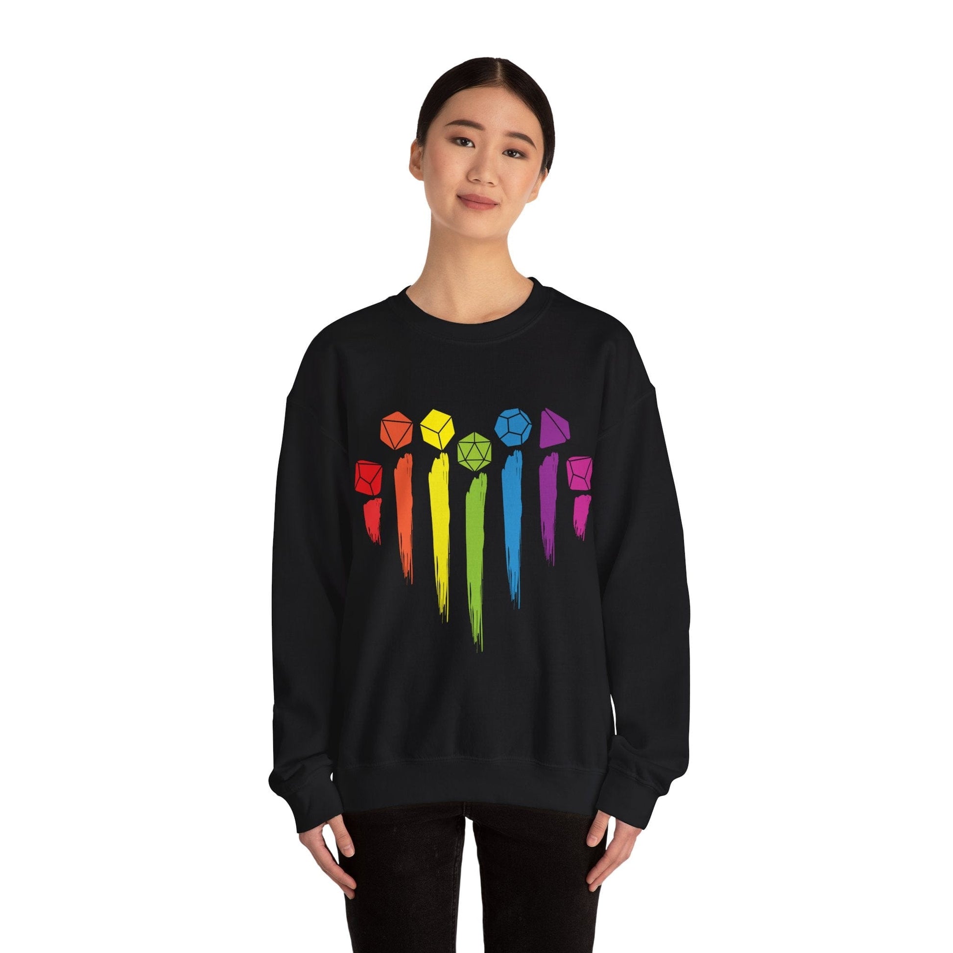 Printify Sweatshirt DnD Pride Sweashirt with Dice Rainbow