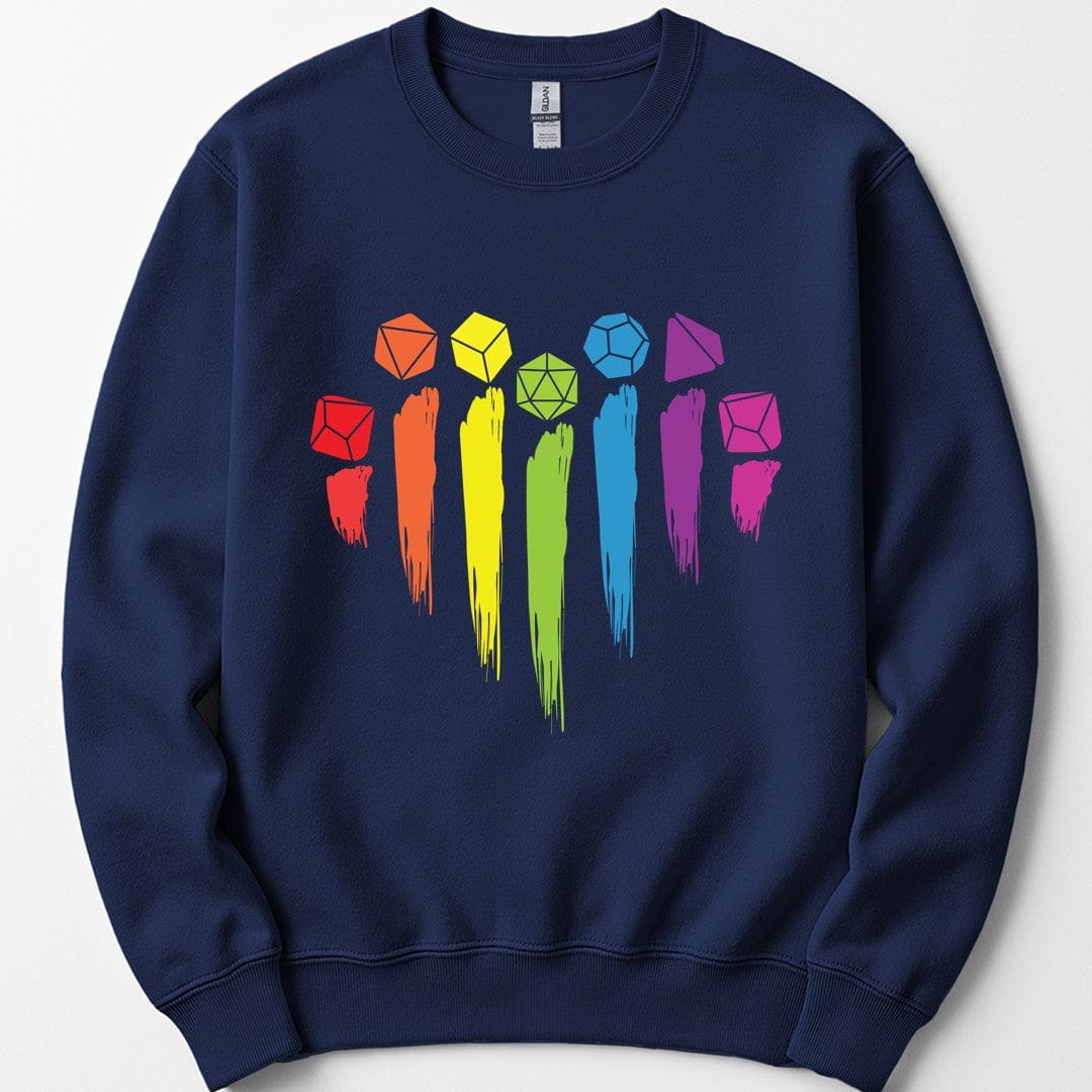 Printify Sweatshirt Navy / S DnD Pride Sweashirt with Dice Rainbow