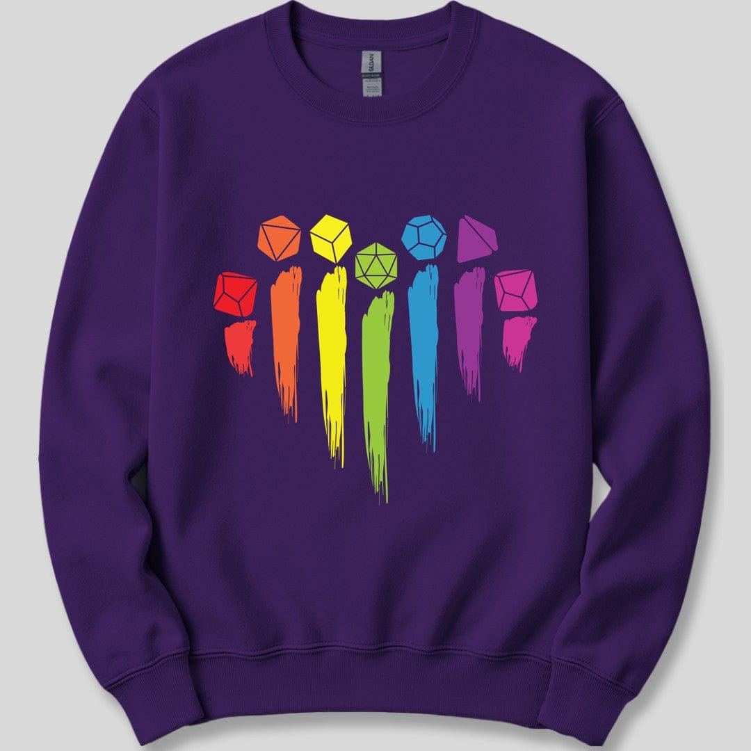 Printify Sweatshirt Purple / S DnD Pride Sweashirt with Dice Rainbow