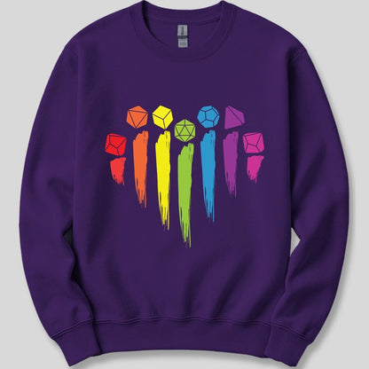 Printify Sweatshirt Purple / S DnD Pride Sweashirt with Dice Rainbow