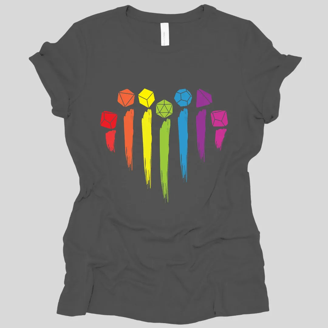 Printify T-Shirt Asphalt / S DnD Pride Women's T-shirt with Dice Rainbow