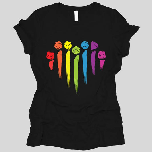 Printify T-Shirt Black / S DnD Pride Women's T-shirt with Dice Rainbow