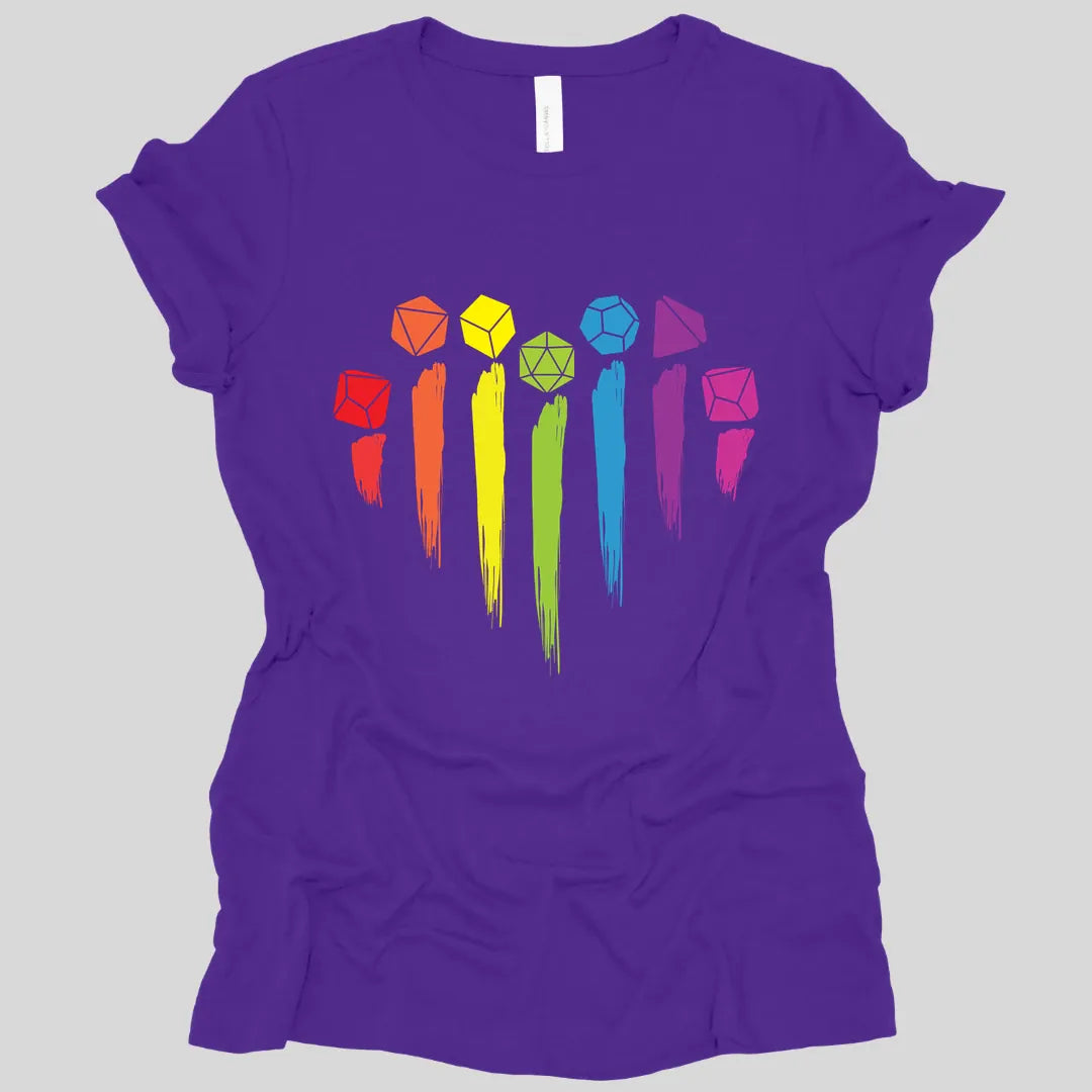 Printify T-Shirt Team Purple / S DnD Pride Women's T-shirt with Dice Rainbow