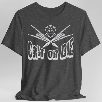 Printify T-Shirt Dark Heather / S DnD Shirt - Crit or Die
