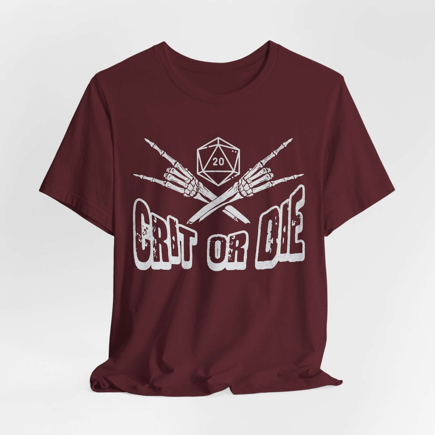 Printify T-Shirt Maroon / S DnD Shirt - Crit or Die