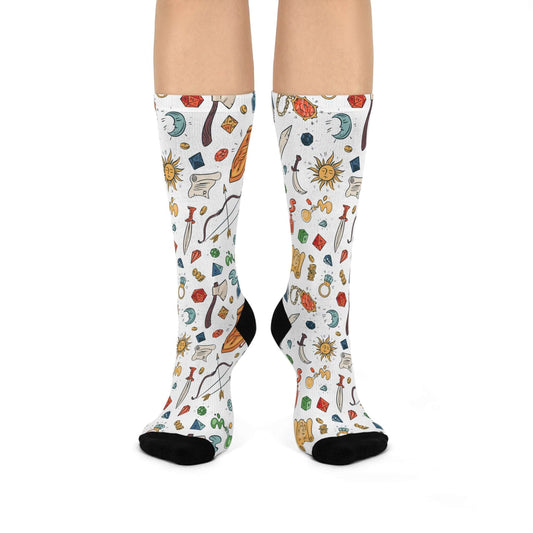 Printify All Over Prints White / One size / 3/4 Crew DnD Socks - Fantasy Items