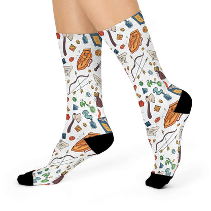 Printify All Over Prints White / One size / 3/4 Crew DnD Socks - Fantasy Items