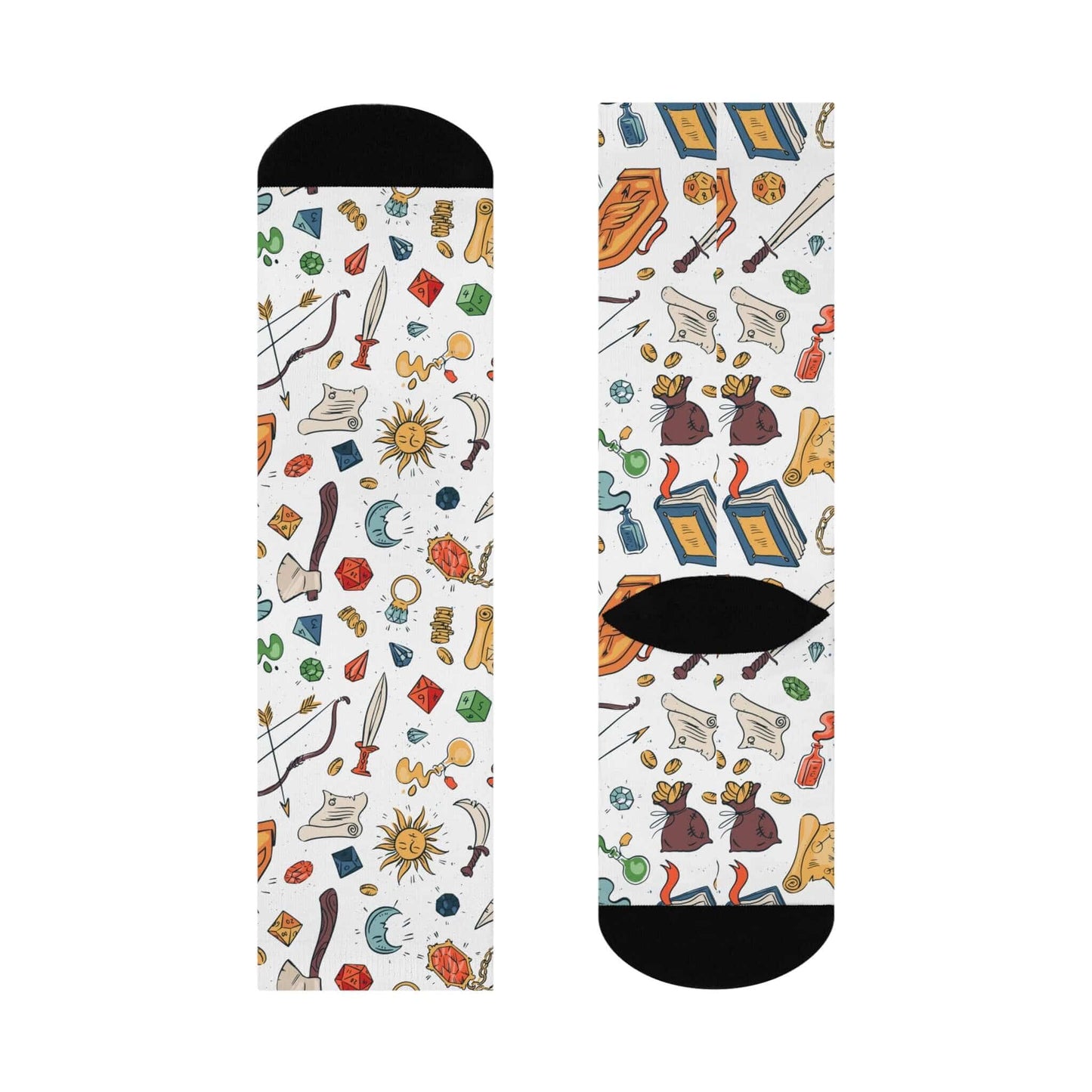 Printify All Over Prints White / One size / 3/4 Crew DnD Socks - Fantasy Items