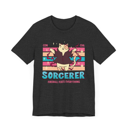 Printify T-Shirt Dark Grey Heather / S DnD Sorcerer Shirt - D&D Kawaii Class T-shirt