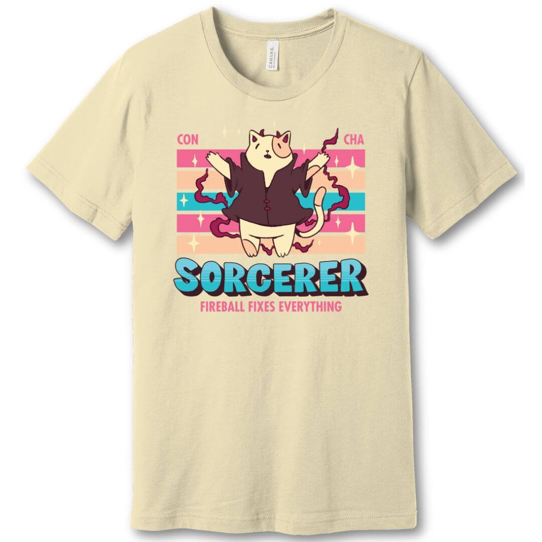 Printify T-Shirt Natural / S DnD Sorcerer Shirt - D&D Kawaii Class T-shirt