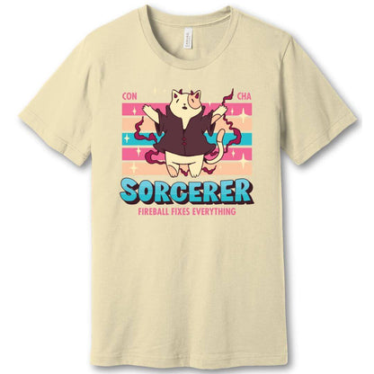 Printify T-Shirt Natural / S DnD Sorcerer Shirt - D&D Kawaii Class T-shirt