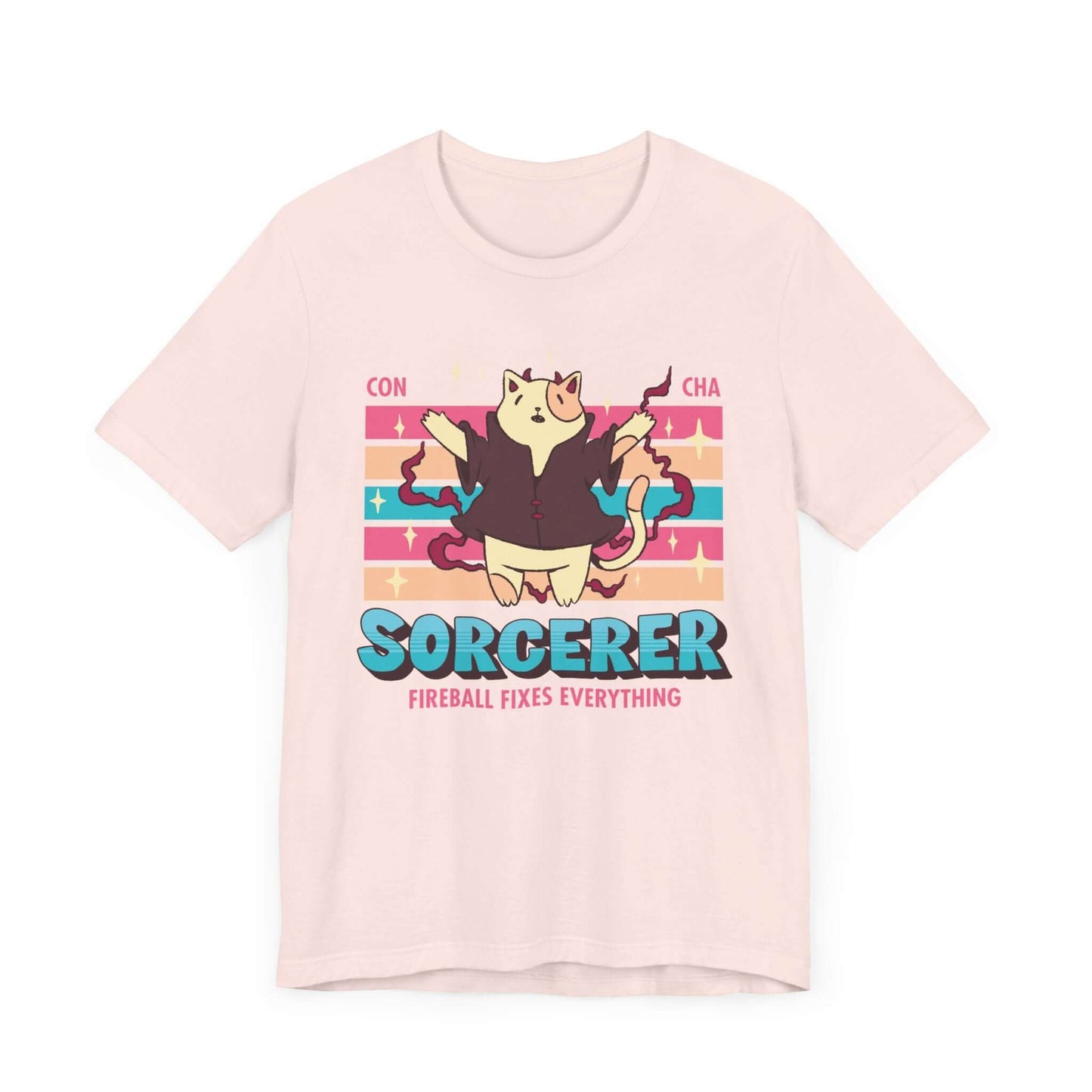 Printify T-Shirt Soft Pink / S DnD Sorcerer Shirt - D&D Kawaii Class T-shirt