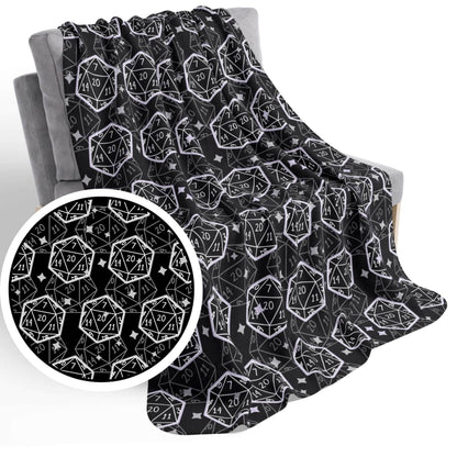 Printify Home Decor DND Throw Blanket with B&W Dice Pattern