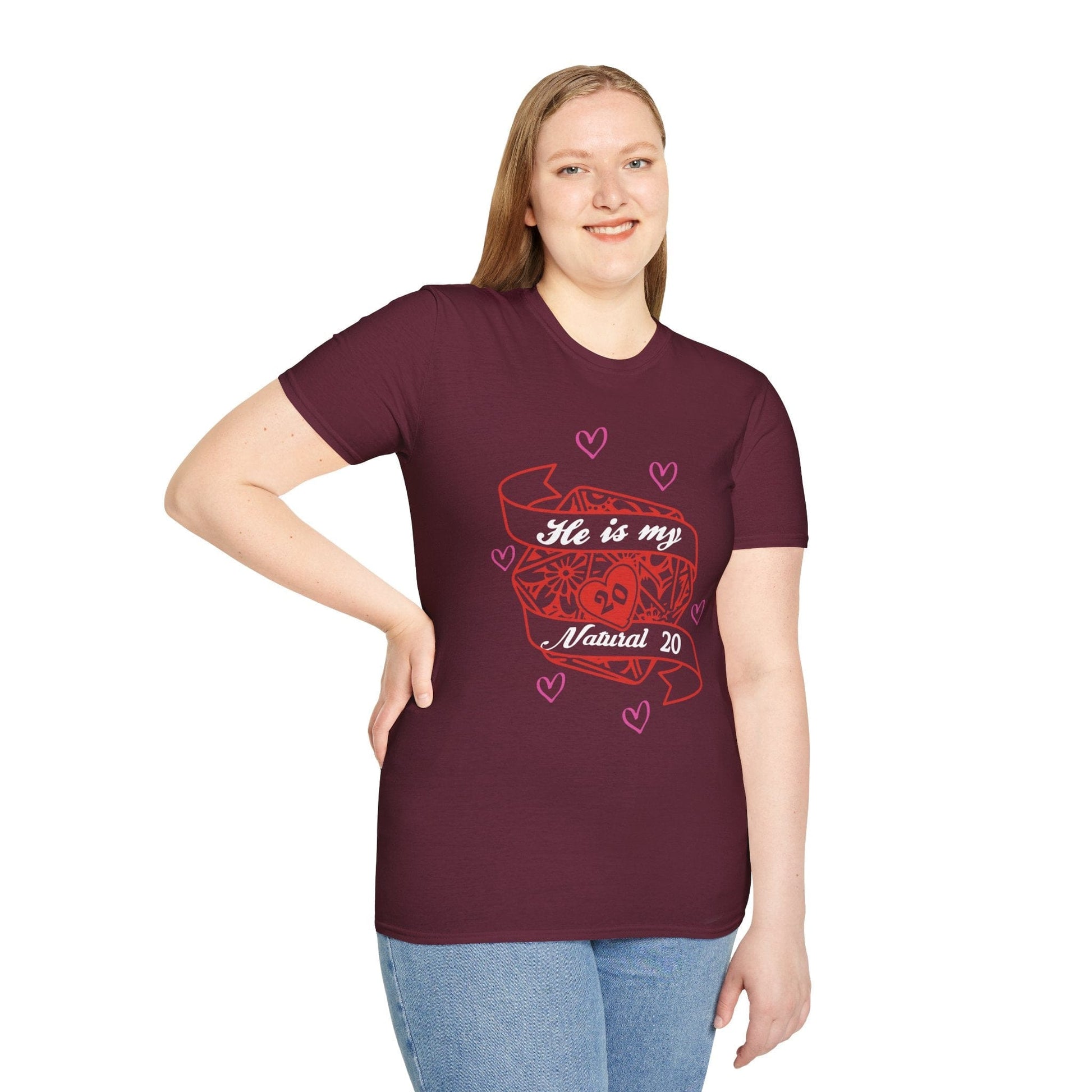 Printify T-Shirt DND Valentines Gift Shirt - He is My Natural 20