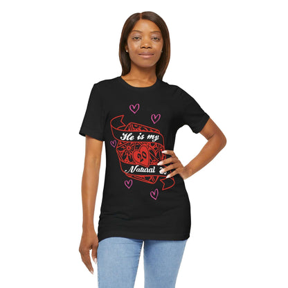 Printify T-Shirt DND Valentines Gift Shirt - He is My Natural 20 - D&D Matching Couples Shirt