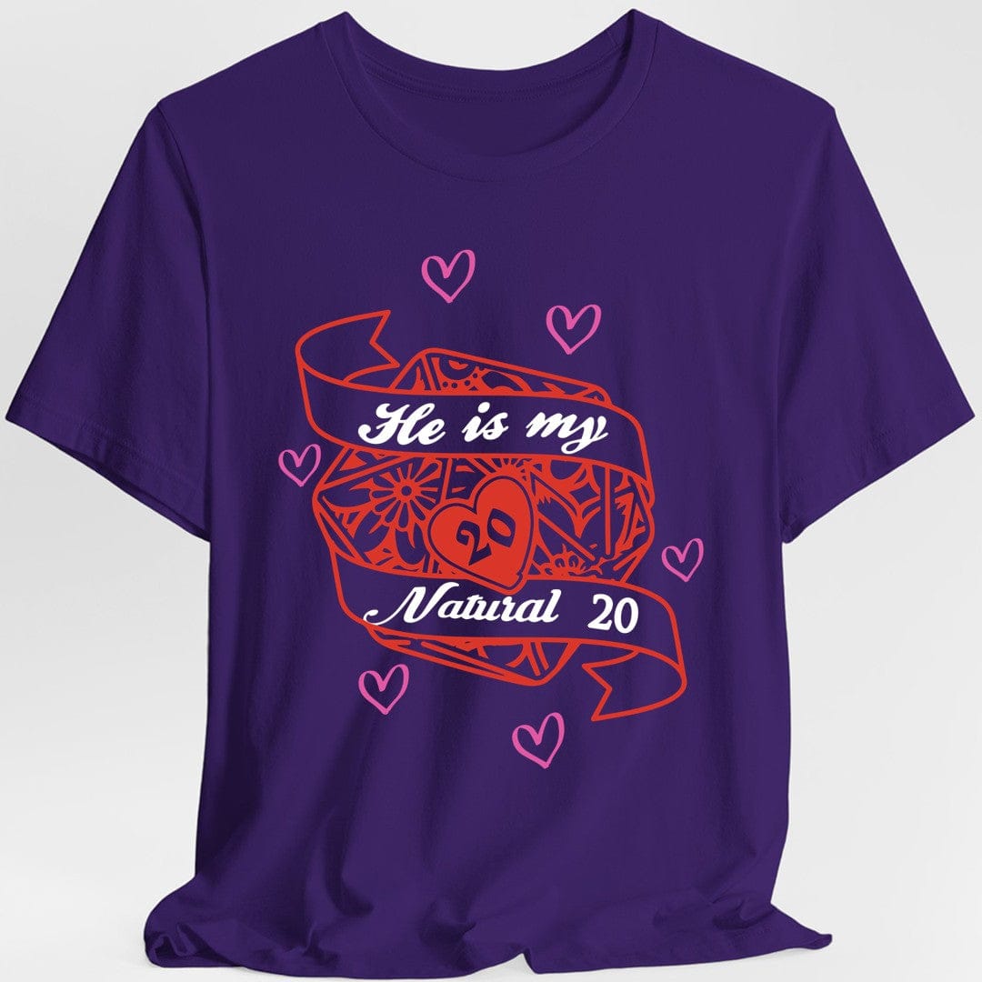 Printify T-Shirt Purple / S DND Valentines Gift Shirt - He is My Natural 20