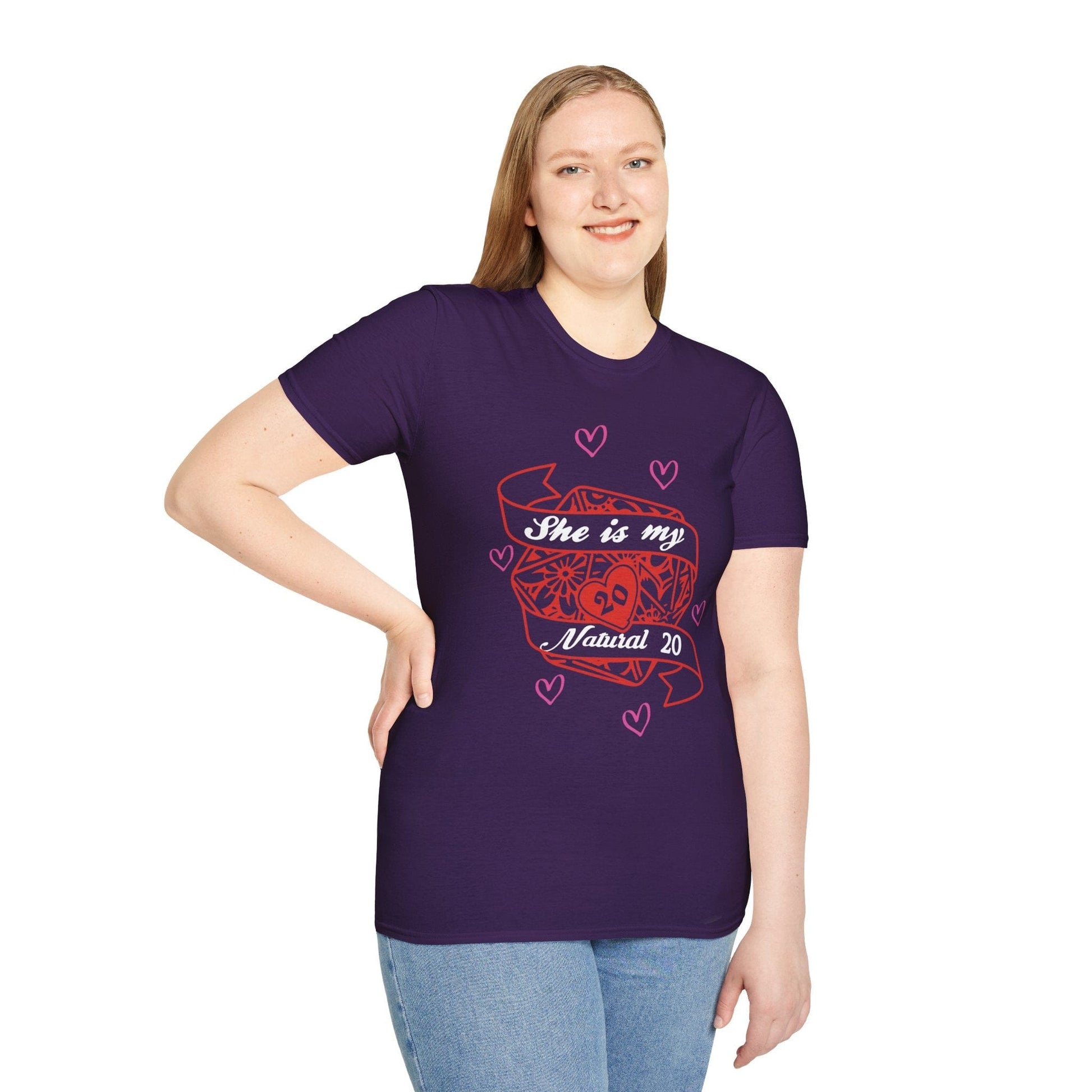 Printify T-Shirt DND Valentines Gift Shirt - She is My Natural 20