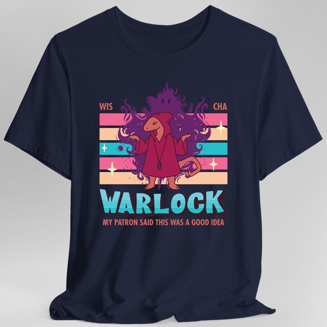 Printify T-Shirt Navy / S DnD Warlock Shirt - D&D Kawaii Class T-shirt