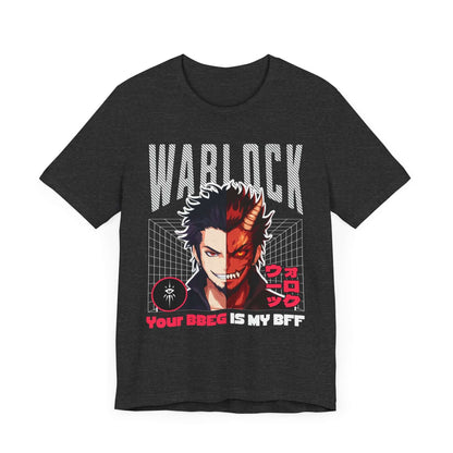 Printify T-Shirt Dark Grey Heather / S DnD Warlock T-shirt - Your BBEG Is My BFF