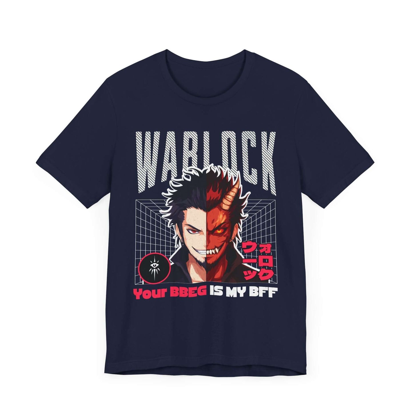 Printify T-Shirt Navy / S DnD Warlock T-shirt - Your BBEG Is My BFF