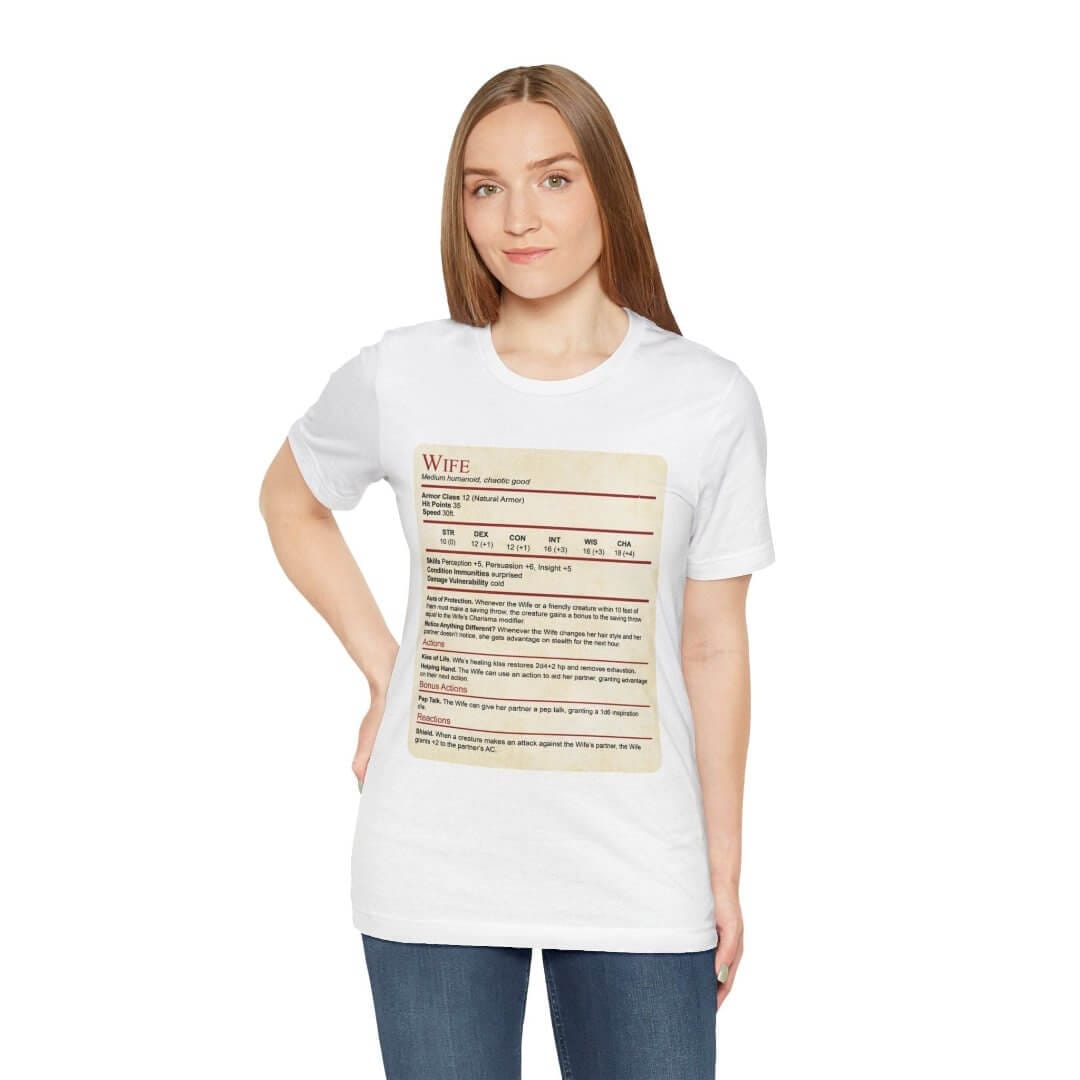 Printify T-Shirt DnD Wife Stat Block T-Shirt